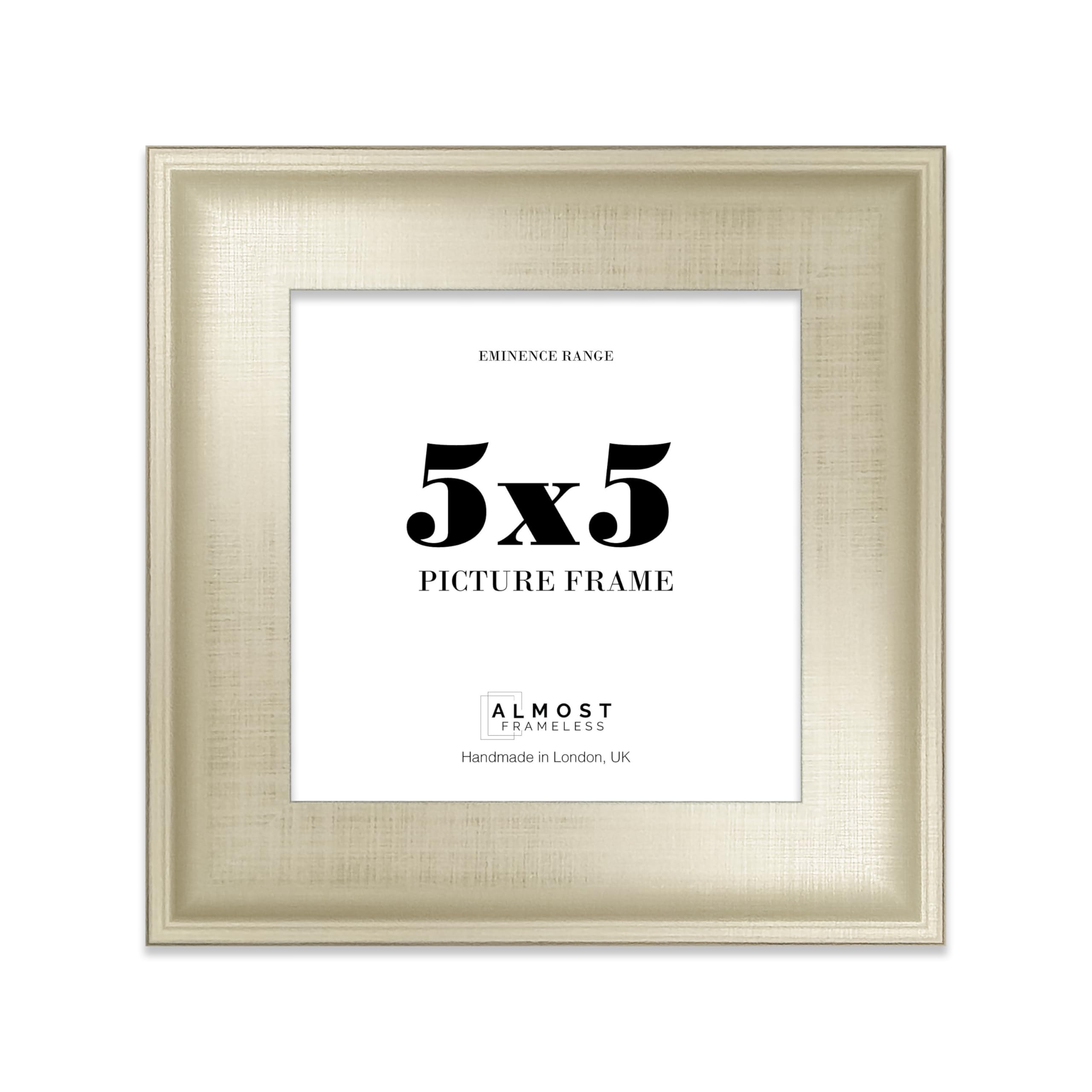 5x5" Silver Picture Frame - Rustic Wood Industrial Effect Photo Frame for Wall Display, Ideal for Posters, Prints & Home Décor, Wall Hooks and Kickstand, 32mm Edge - 1 Pack