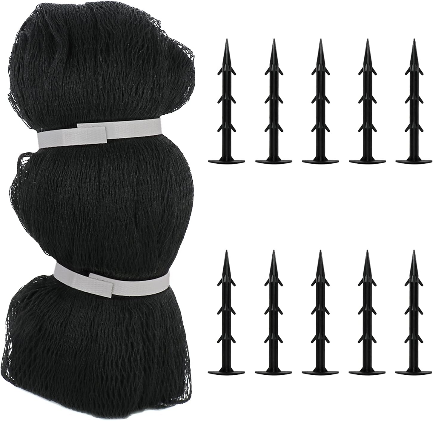 Kuppn Pond Netting Kit, 15 x 20 Ft Pool Leaf Cover Netting with 10 Stakes, Woven Heavy Duty Pond Netting for Leaves Protecting Koi Fish from Birds Cats Predators, Black