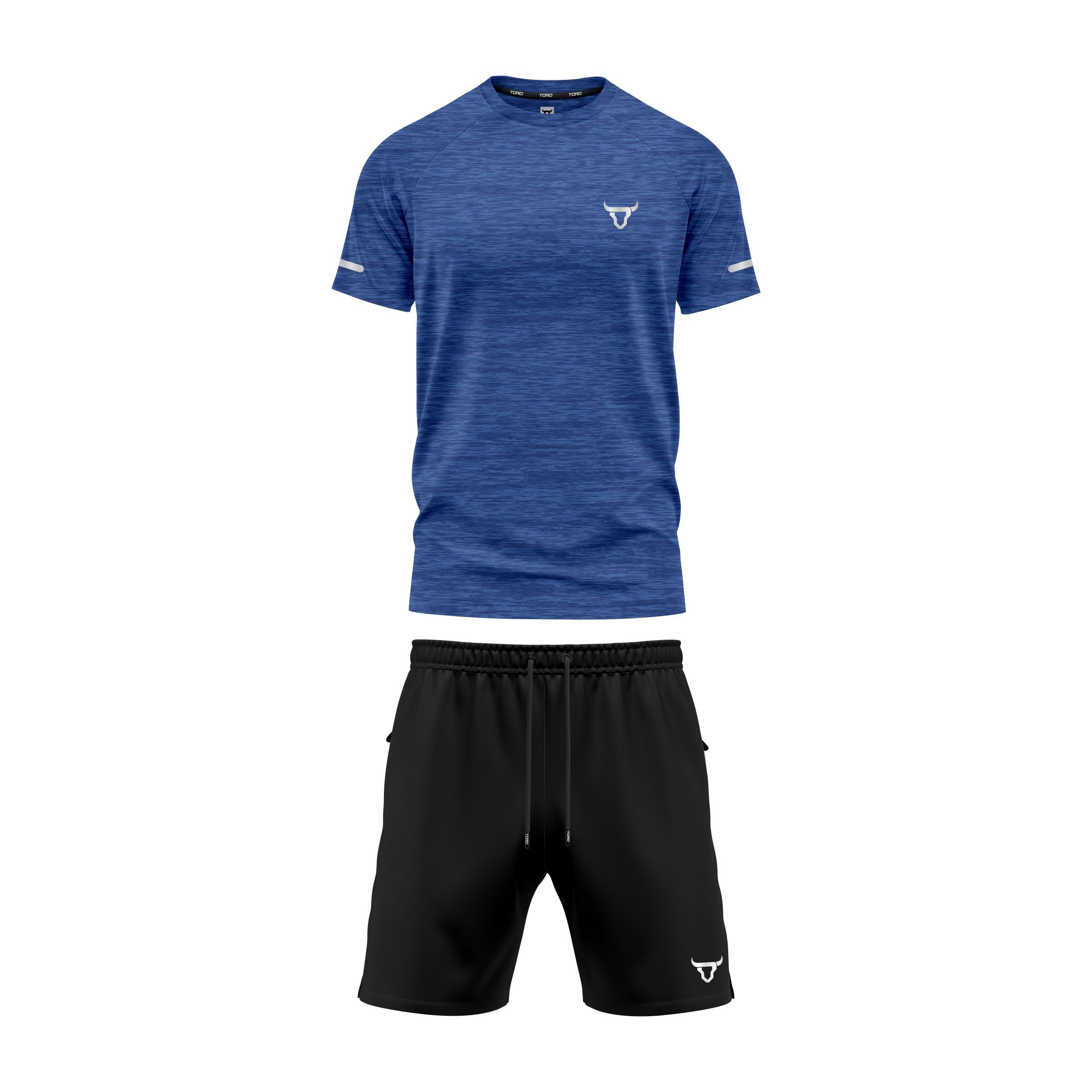 TORO ACTIVA Set da palestra da uomo melange a maniche corte ad asciugatura rapida sportivo casual maglietta pantaloncini da allenamento tuta traspirante Activewear per corsa fitness sollevamento pesi