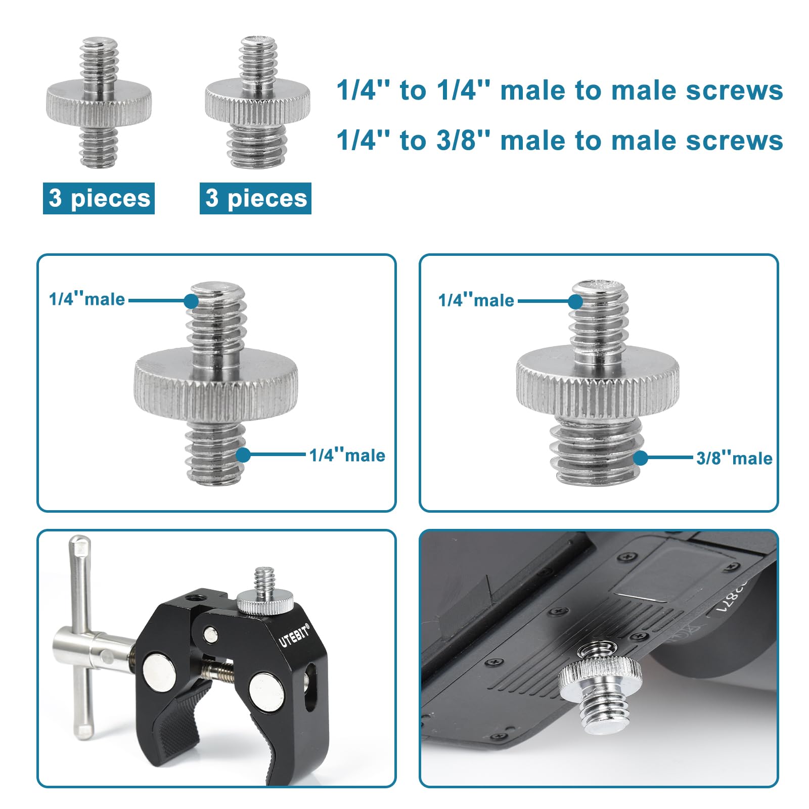 WENRERO 22 PCS Adaptateur Caméra 1/4" à 3/8" Pour Trépied, Appareil Photo Et Monopode - Vis à Filetage