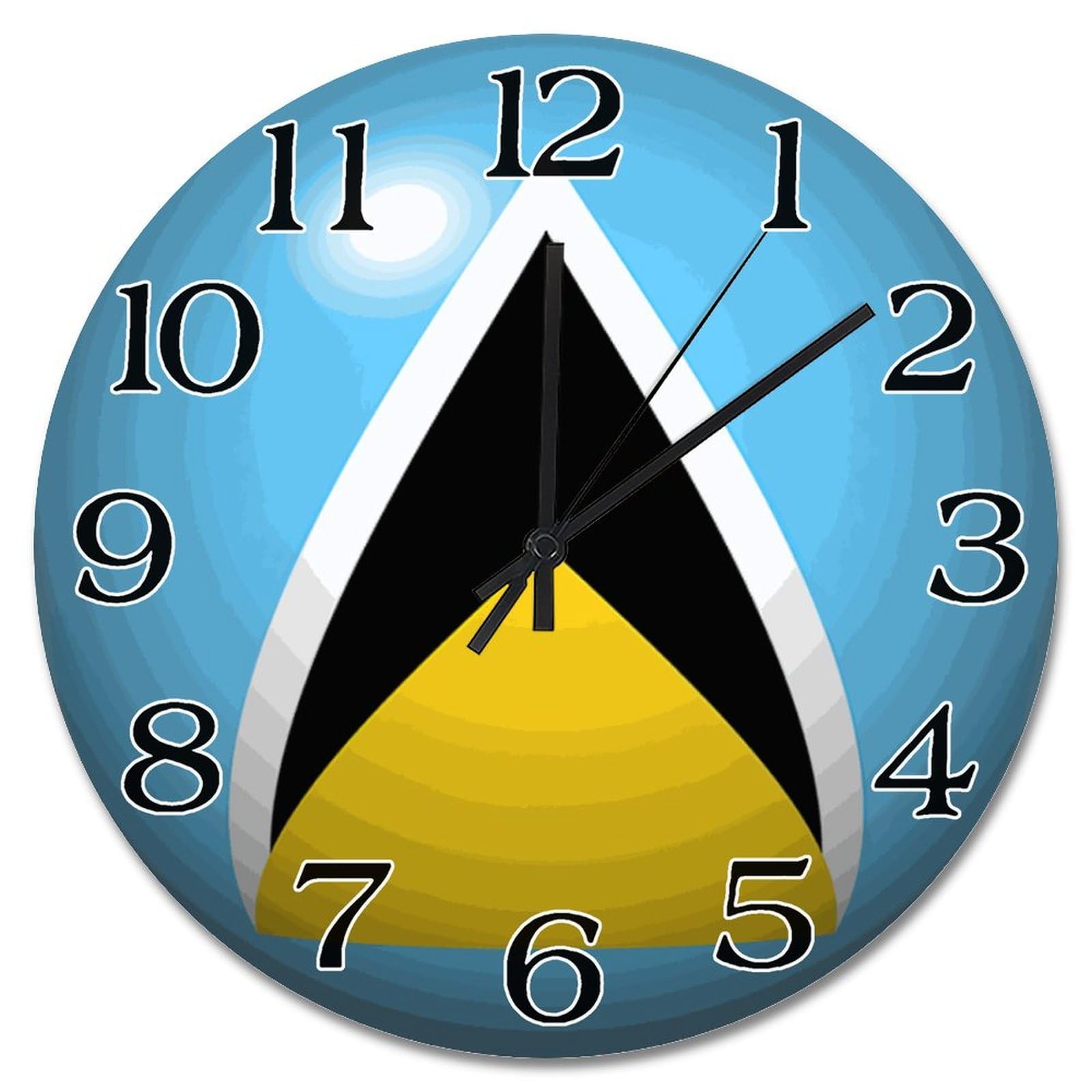Horloge murale bois drapeau Sainte-Lucie pour une décoration intérieure vintage