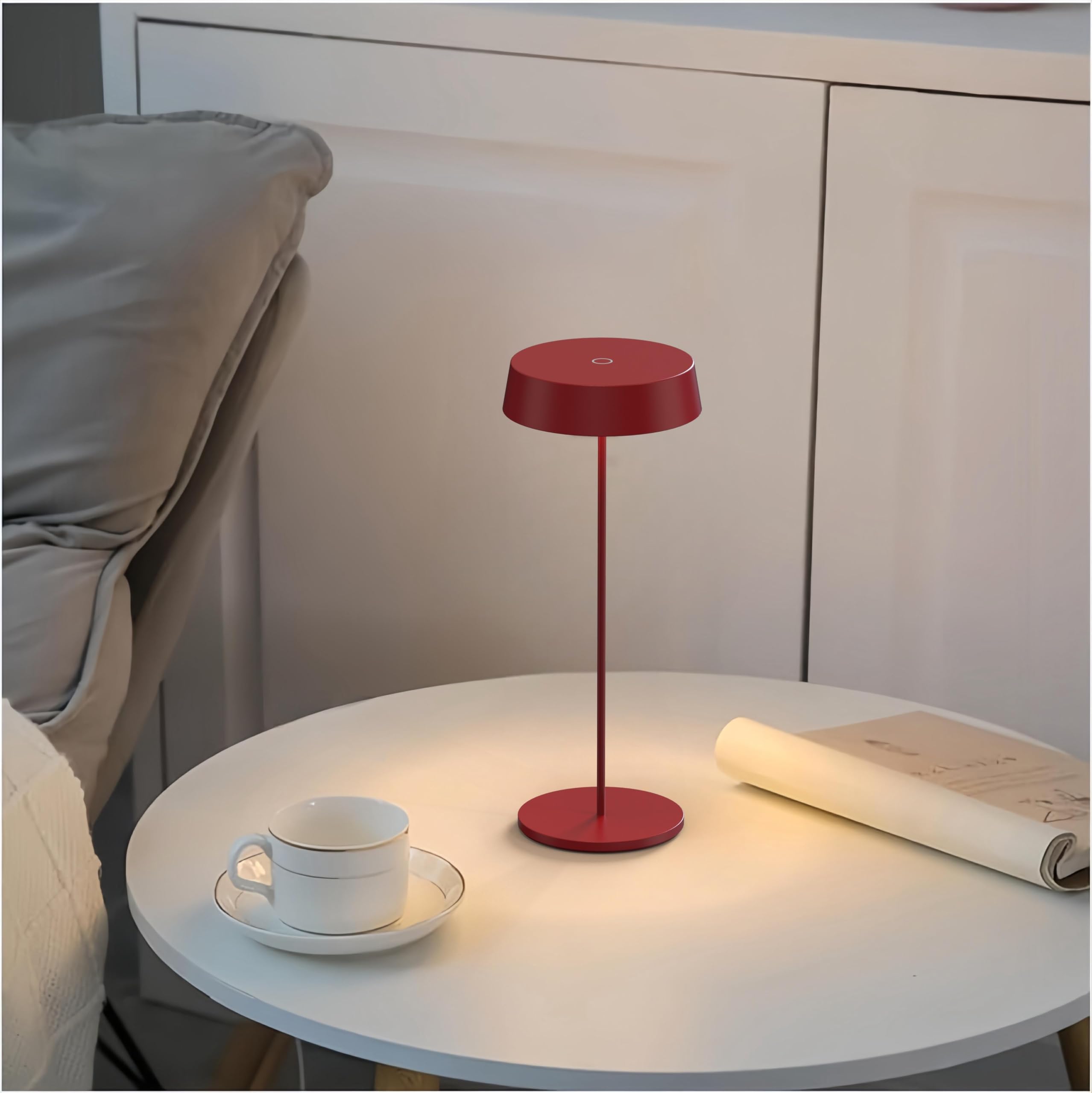 Palmina 901,lampade da tavolo senza fili,lampade da tavolo ricaricabili E Dimmerabile In Alluminio,abat jour senza fili 4400mah,Protezione IP54,luce da tavolo esterno/Interno/Rosso