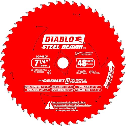 Diablo Steel Demon Cermet II - Hoja de sierra con molienda de triple chip y revestimiento de escudo permanente, ideal para corte de metal medio,