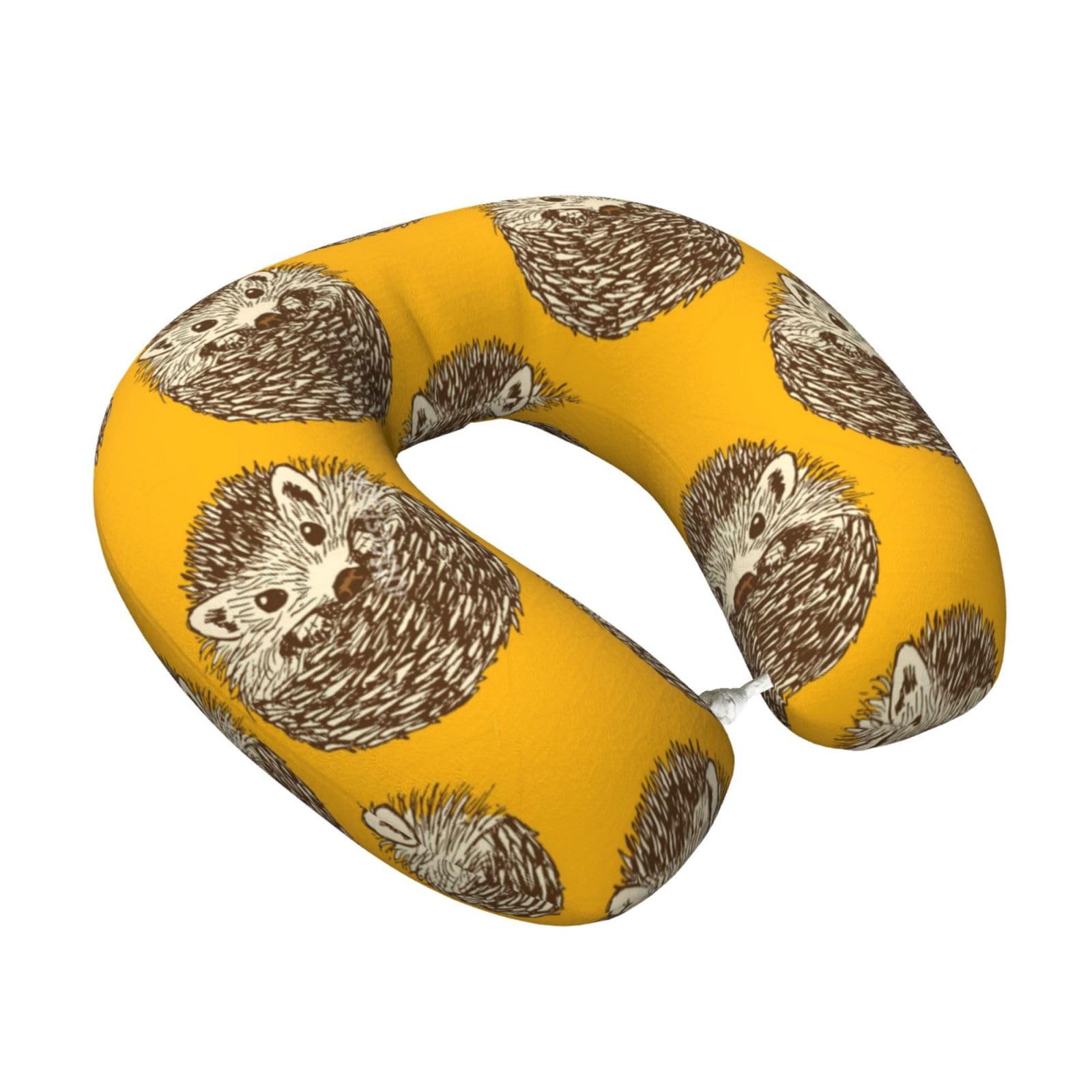 LKYMOH Cute Hedgehog, Travel Neck Pillow U-Shaped Memory Neck Support Soft Comfortable With Washable Cover For Airplane Car Traveling and Office