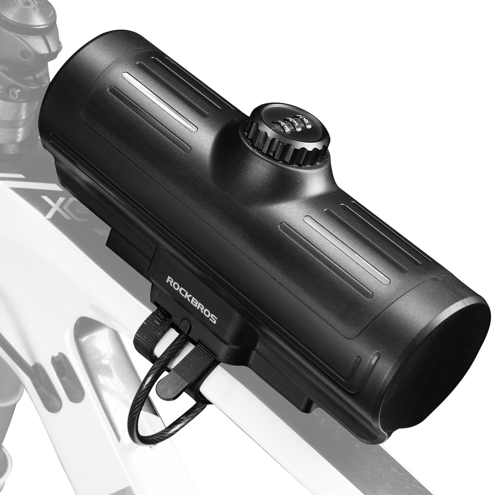 ROCKBROS Boîte de Cadre de Vélo 0,7L Étanche avec Cadenas à Code - Sacoche Rigide pour VTT, Route, Gravel & Ville - Noir