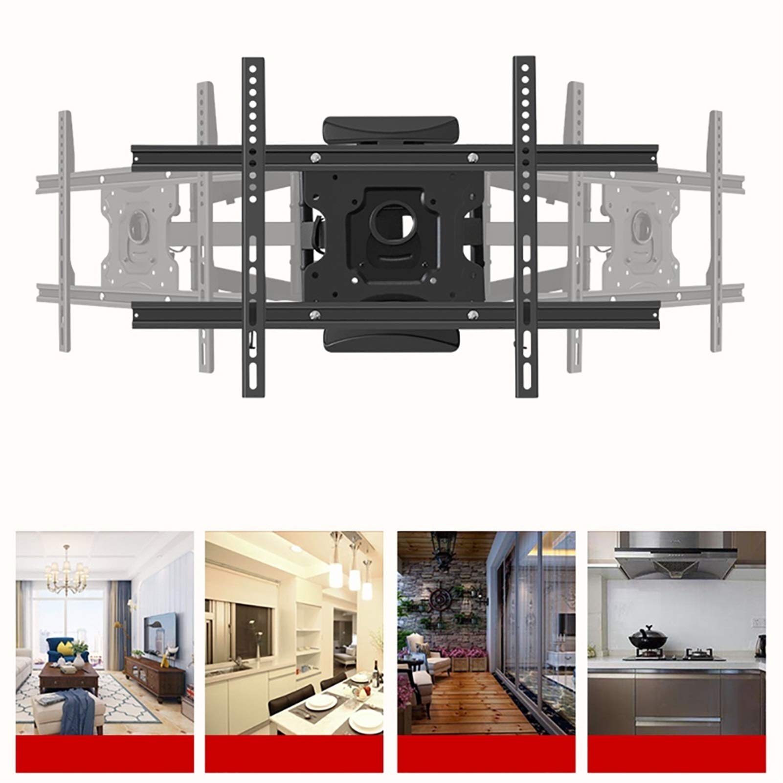 Staffa da parete per TV fissa per mobili TV, supporto da parete per TV ultra sottile per Tv Full HD al plasma da 32-55 pollici Max 400X400, capacità 45 kg Porta TV Full Motion (dimensioni : B) (nero
