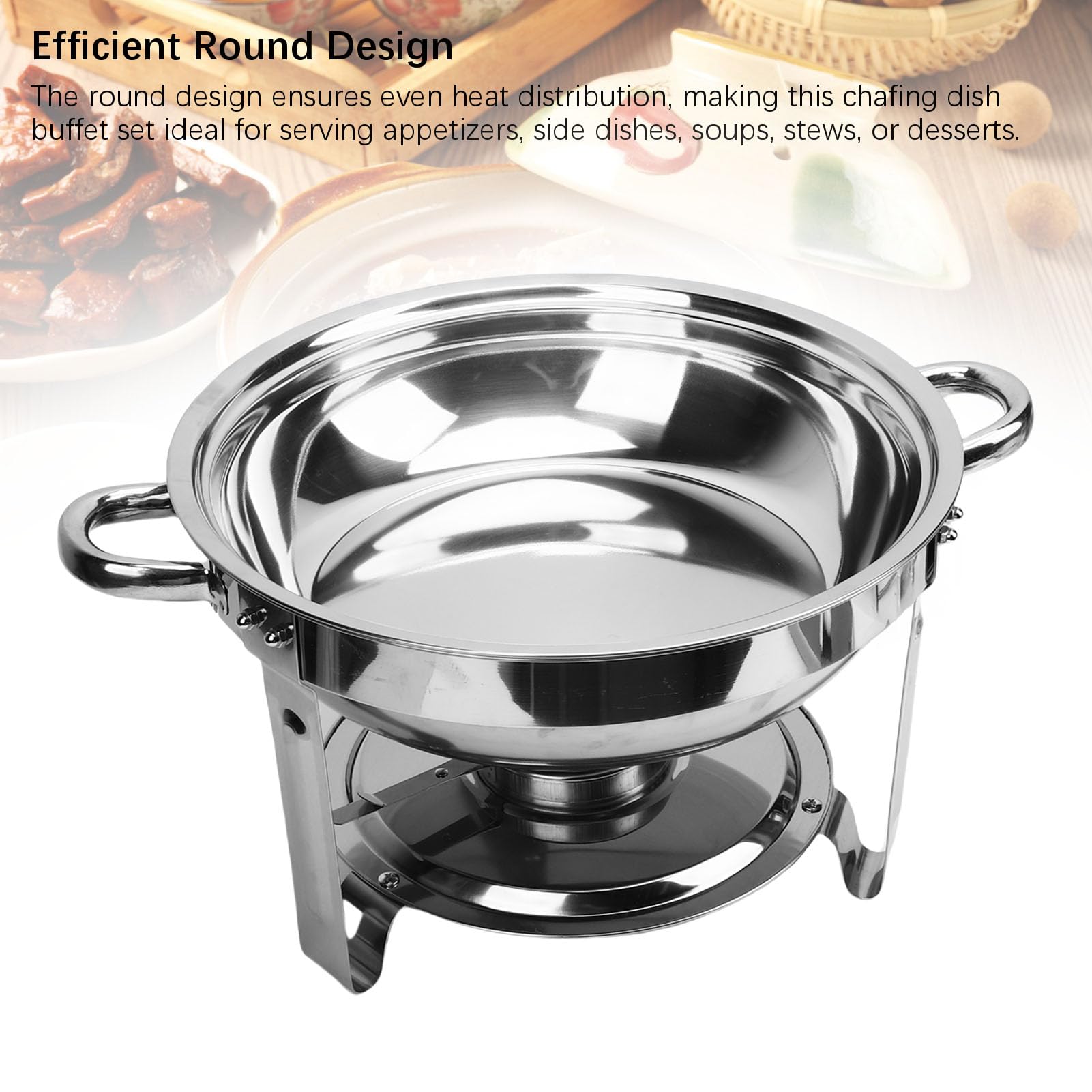 banapoy Piatti da Sfregamento per Set a Buffet, 6L di Cibi Rotondi Che Si Scaldano in Acciaio a Buffet Set di Piatti con Stufa Alcool Staccabile, per Feste, Catering, Matrimonio