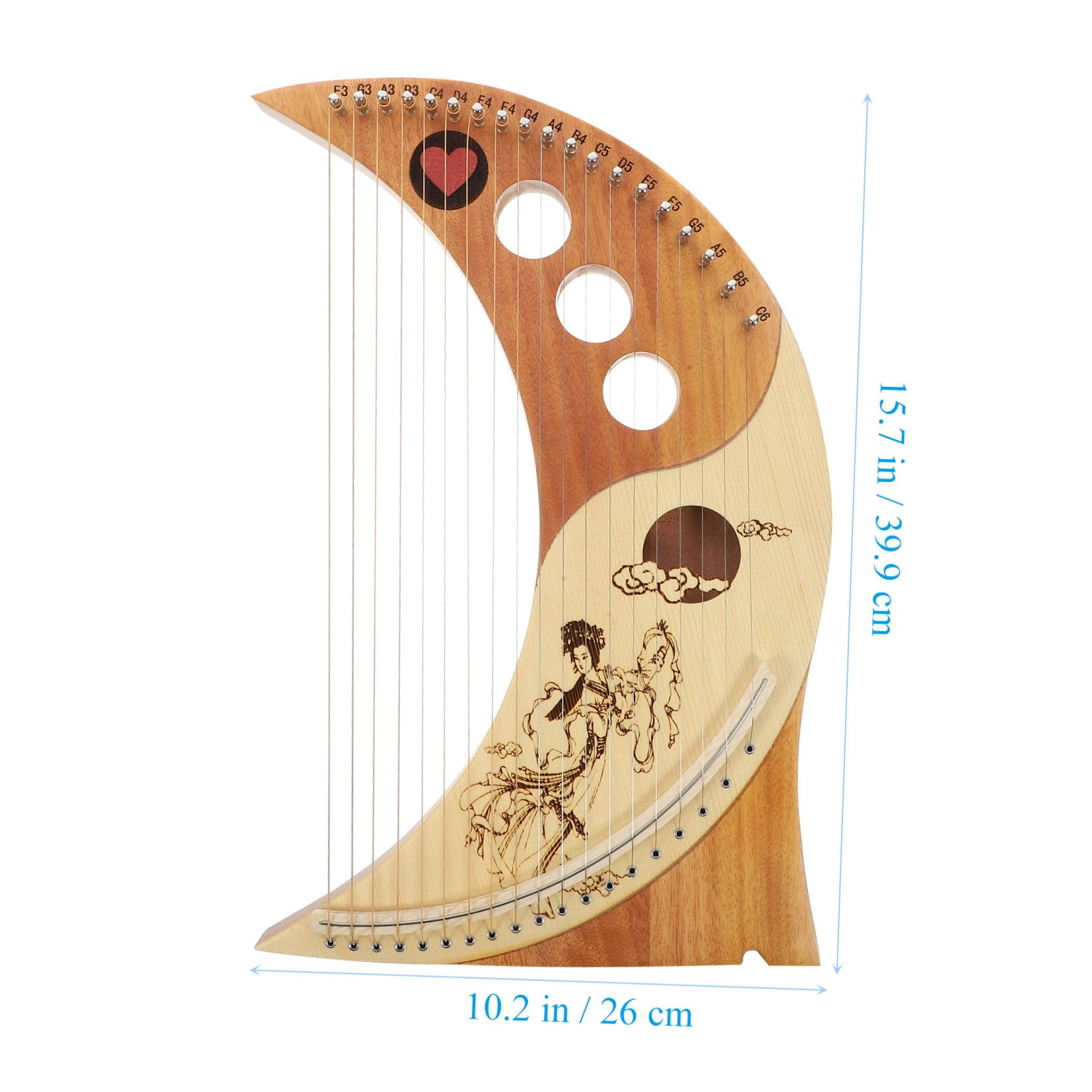 Cabilock Arpa de Lira de Madera Maciza 19 Cuerdas para Principiantes y Niños, Instrumento Musical Portátil Tono Cálido y Sonido Brillante Color Aleatorio
