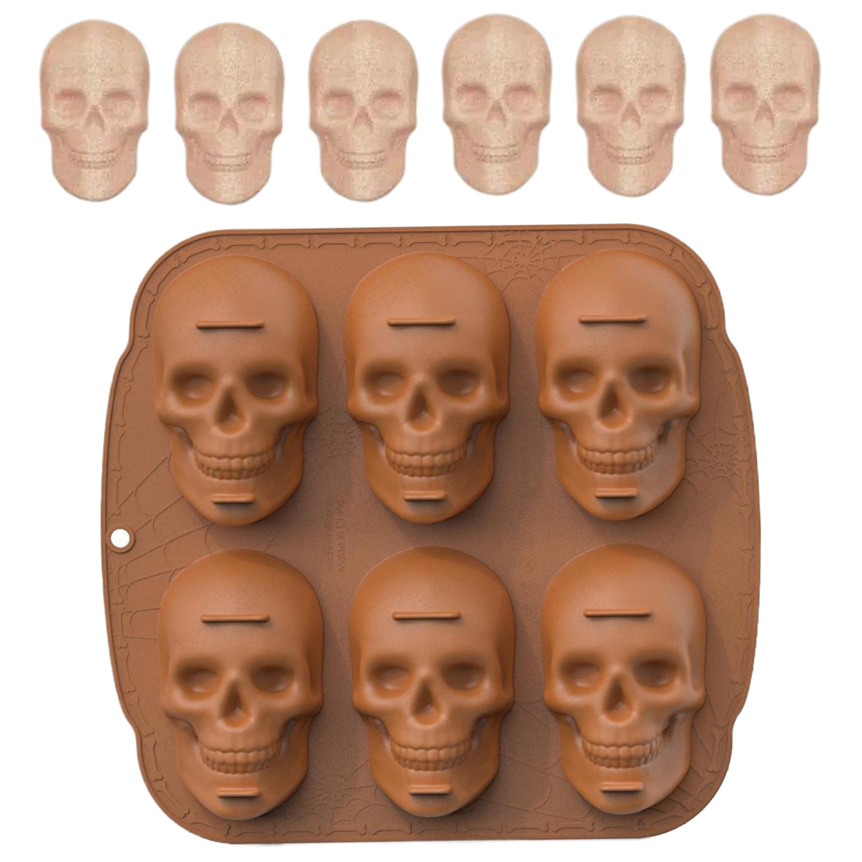 Moule en silicone Halloween crâne 3D anti-adhésif gâteau gelée chocolat x2
