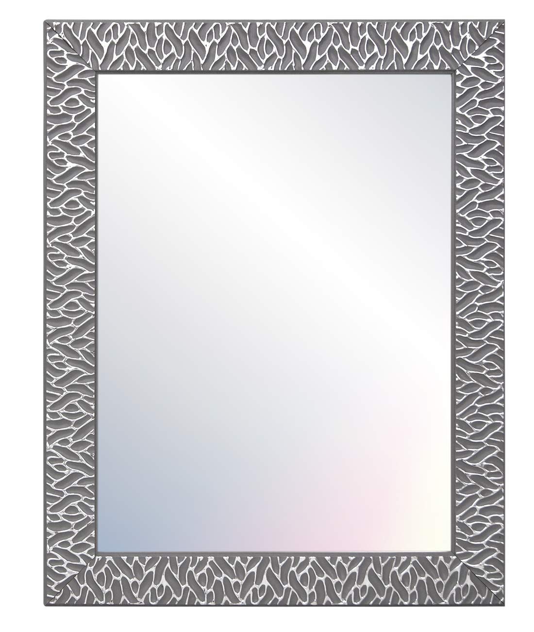 CHELY INTERMARKET, Espejo de Pared Cuerpo Entero 40x50cm (Marco Exterior 48x58cm) (Gris/Raya Plateado) MOD-156 | Forma Rectangular | Decoración de salón, recibidor | Acabado Elegante (156-40x50-2,55)