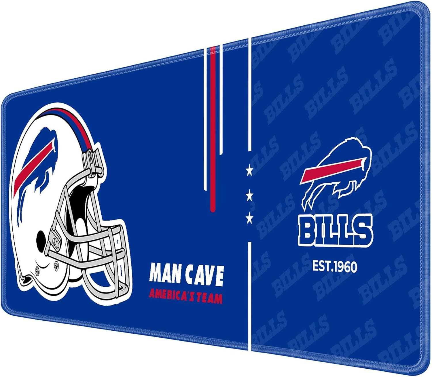 Large Gaming Mouse Pad, Extended Desk Mousepad with Stitched Edges, Football Computer Keyboard Pad,Blue Design for Sport Fans, 31.5 x 11.8 in - Image 3