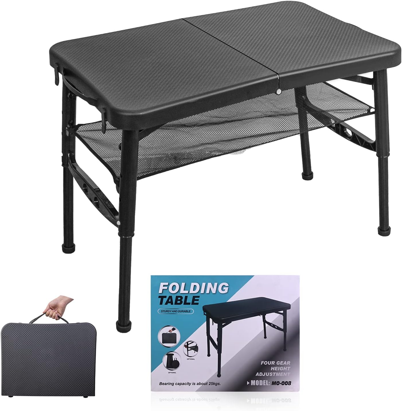 Deer's Life Small Folding Table with a Net, Card Table,4 Foots, Work Bed Table