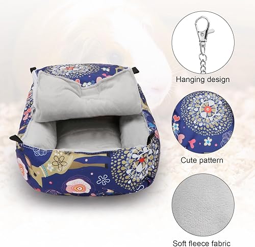 Wontee Guinea Pig Bed Warm Hammock Snuggle Bed for Young Guinea Pig Small Ferret Rat Sugar Glider Squirrel (Green)(Blue)