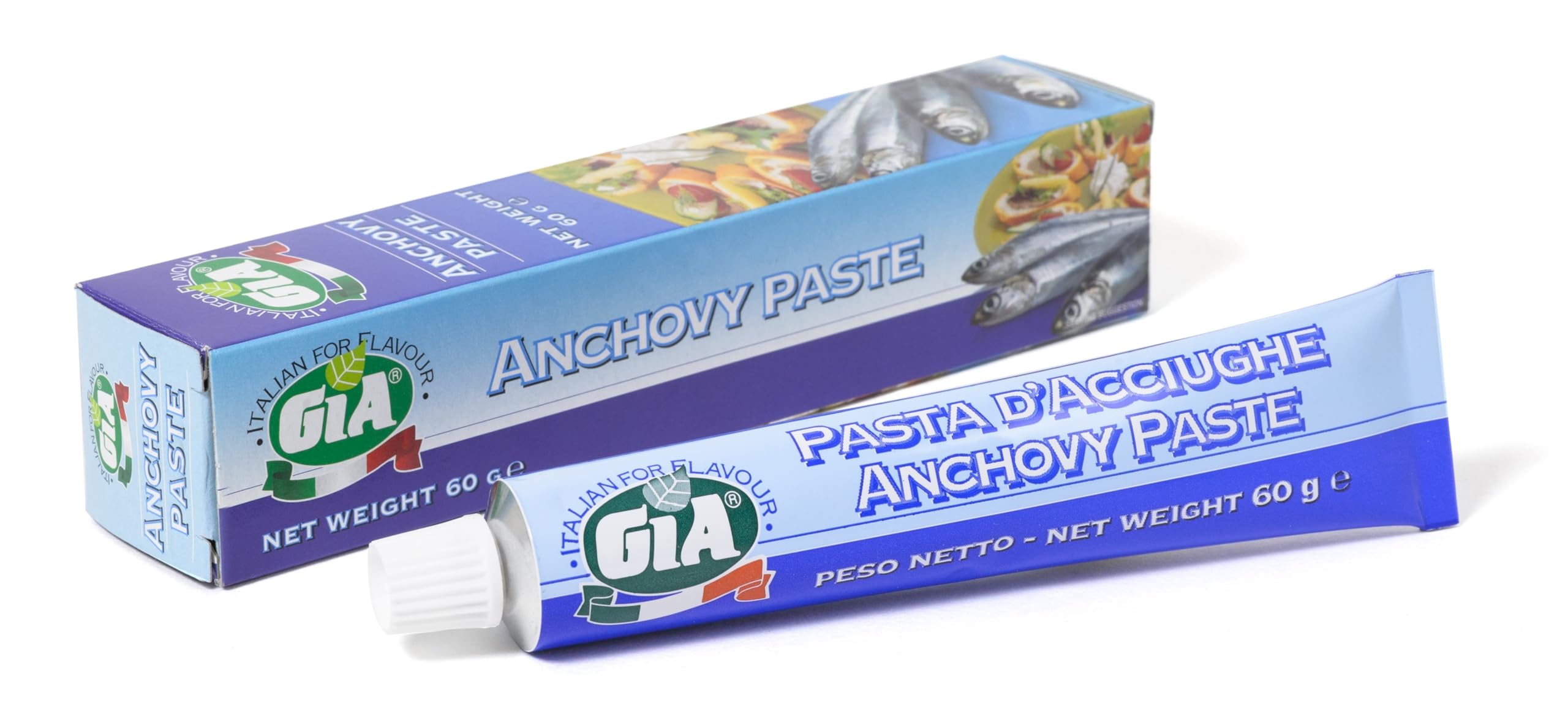 GIA - Tubo Pasta de Anchoa, Producto Italiano, Crema al Gusto, 60gr