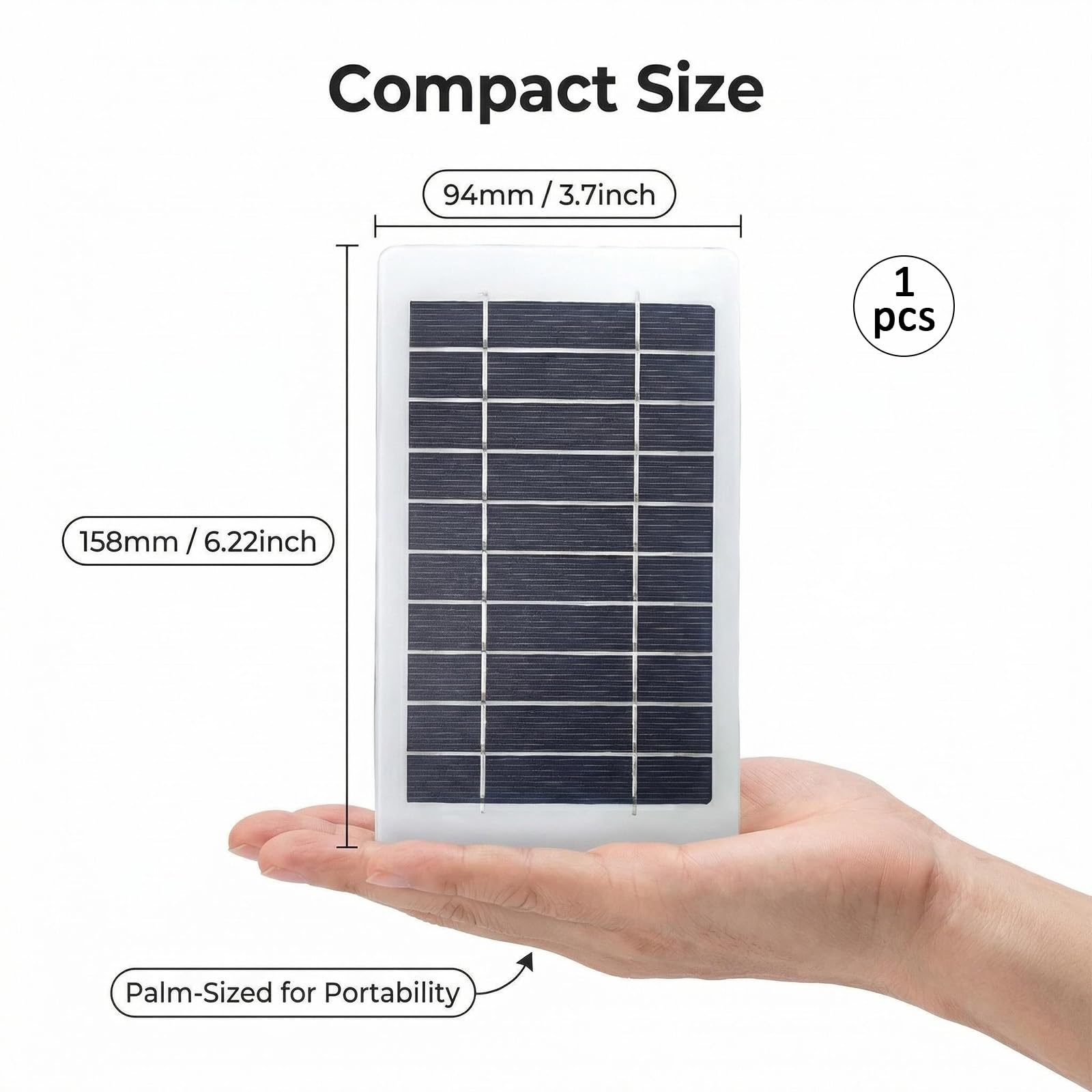 Przenośny panel słoneczny 2 W 5 V z portem USB, ładowarka solarna do telefonu i power banku, wodoodporny panel słoneczny IP65 na kemping, wędrówki, podróże na świeżym powietrzu, trwała rama epoksydowa