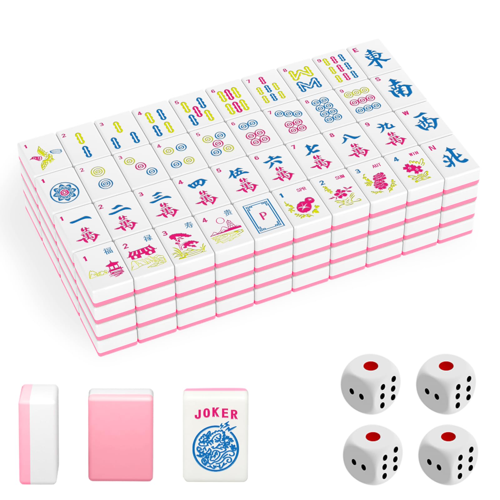 Photo 1 of 1.2" American Mahjong Tile Set, 166 Tiles + 4 Dice, Mahjong Tiles Only