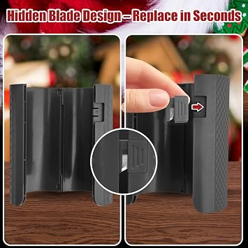 Wrapping Paper Cutter 2-Pack, Gift for Women Wrap Cutter Tool with Replaceable Blades, Christmas Wrapping Paper Cutter for Rolls, Holiday Gift Wrapping Accessories & Stocking Stuffers, Black