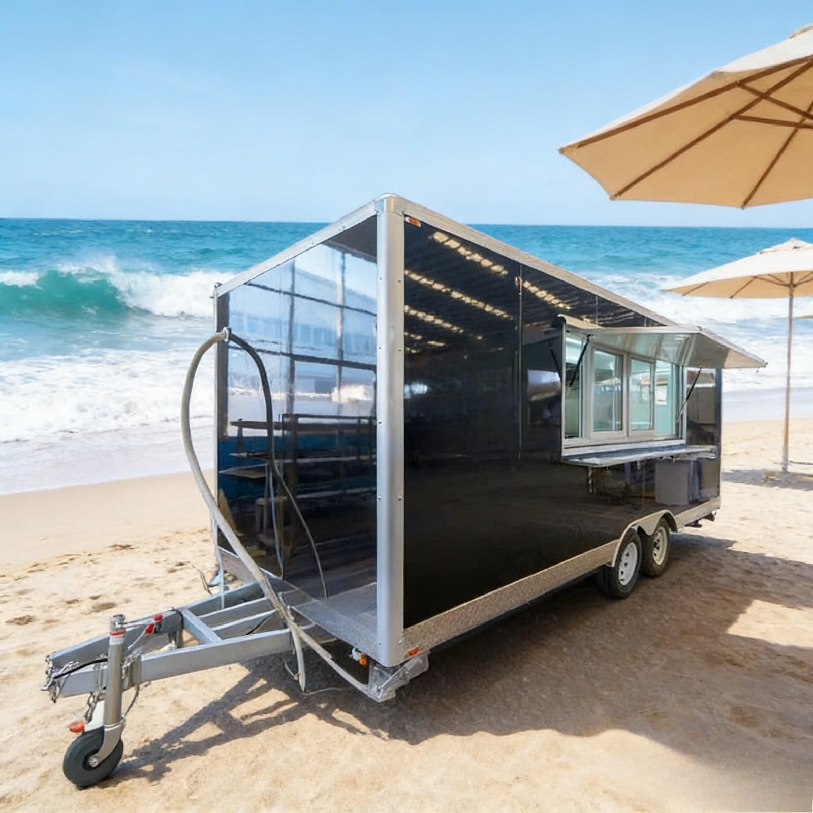 Remolque móvil de alimentos con configuración de cocina completa personalizable para café, aperitivos, comidas calientes y servicio de bebidas en festivales, mercados nocturnos y venta callejera