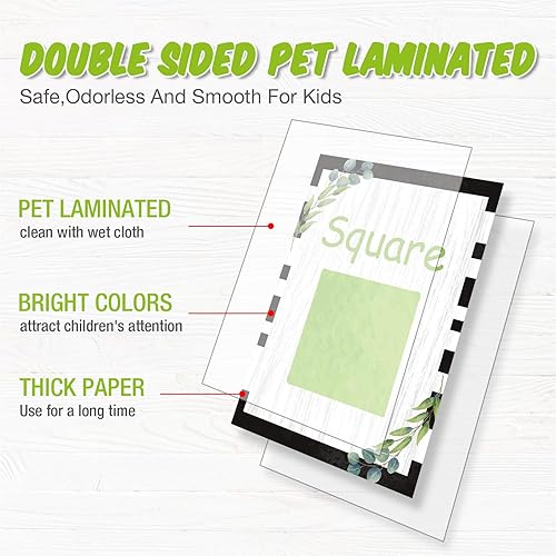 Miniatura 3 de Yeaqee Juego de 55 tablones de anuncios del alfabeto y números, tarjetas educativas de eucalipto, tarjetas de tablero de anuncios educativas de