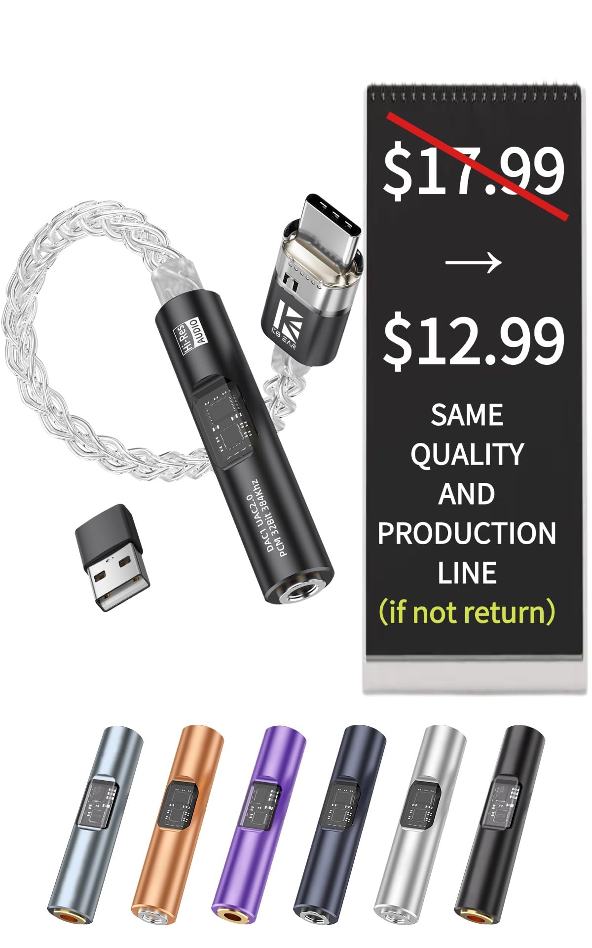 2026 Latest USB C DAC Audio Adapter with Headphone Amplifier