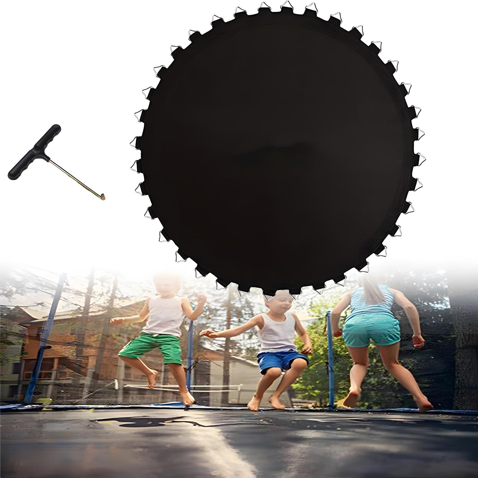 Replacement Trampoline Mat,Fits 6FT-16FT Round Trampoline Frame,8 Row Stitch Trampoline Jumping Mat, Waterproof, UV Resistant ,High Elastic PP,Resistant,Round Trampoline Mat Replacement Parts,16ft/108