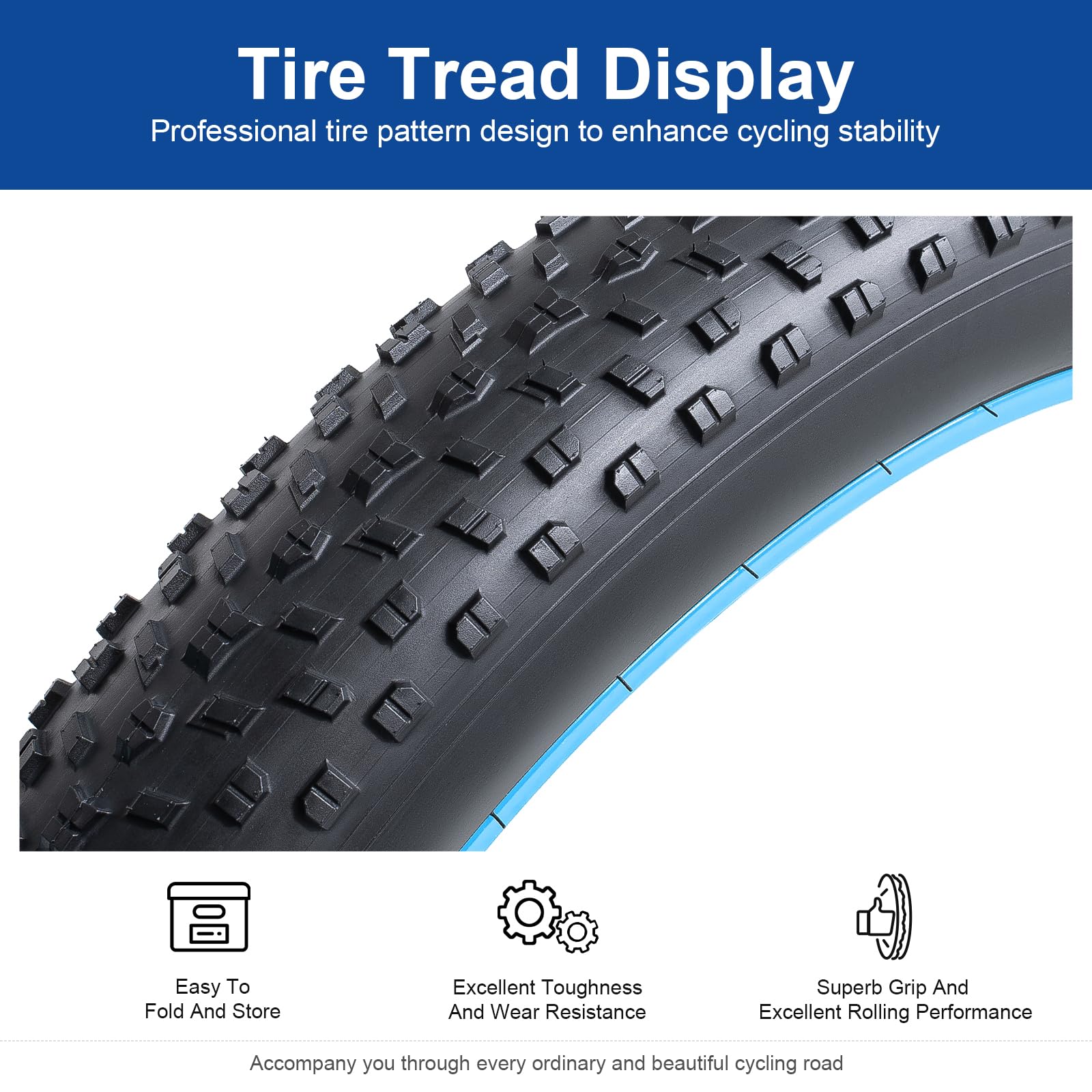 26 x 4,0 - Pneumatico per bicicletta elettrica 100-559, 26 pollici, pieghevole, adatto per bici da corsa 26 x 3,80, 26 x 4,0, E-Bike/MTB/City/bici da corsa (uno)