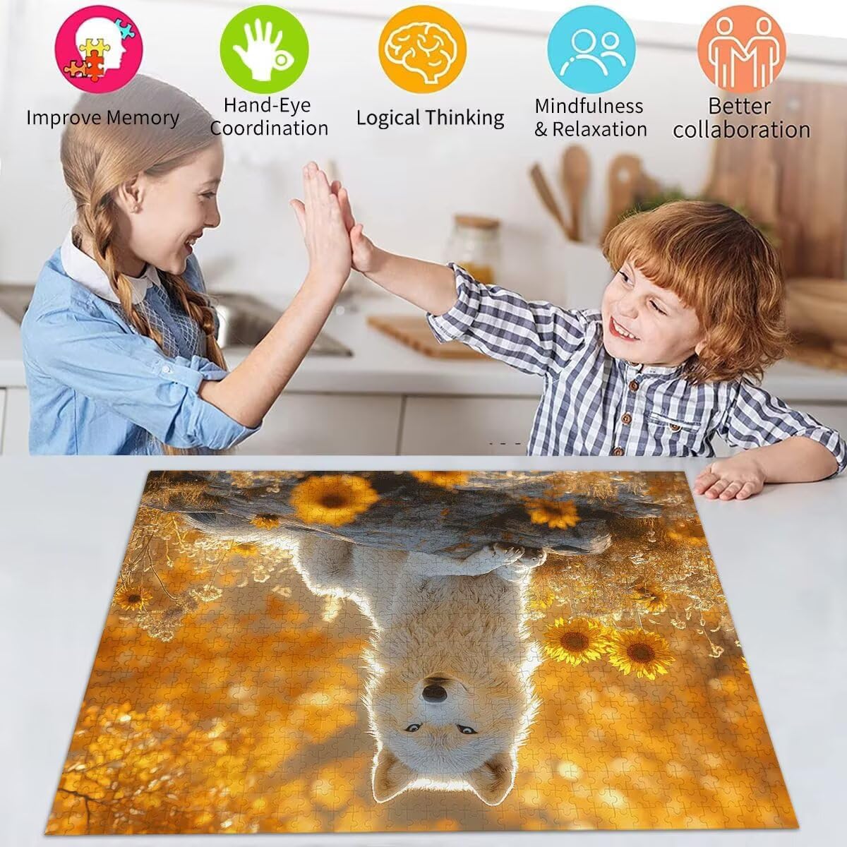 Puzzle Erwachsene 2000 Teile Wolf Blume Educa Jigsaw für Kinder ab 8 Jahren Mädchen Jungen, Erwachsene Impossible Klassische Puzzles Schwer, Anspruchsvoll Spielspaß, Als Familienspiel 70x99cm t-424