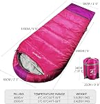 REDCAlMP Kids Sleeping Bag for Camping, 32-77 Degree 3 Season WAM or Cold Weather Fit Boys, Girls & Teens BluelRose Red