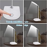 Vista 2 de Deeplite - Lámpara de escritorio LED con cuello de ganso flexible de 3 niveles de brillo, lámpara de mesa operada por batería de 5 W, control