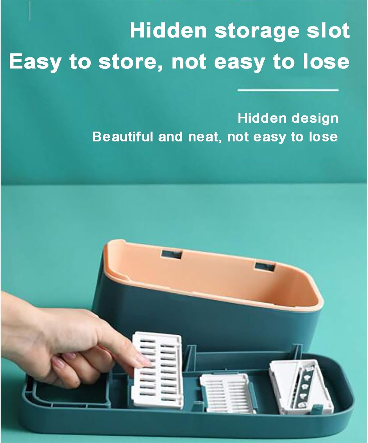 Vegetable Chopper Slicer Cutter Mandolin Slicer Grater for Potato Fruit Garlic Carrot Multifunctional Onion Mincer Chopper Dicer Salad Food Chopper with 3 Interchangeable Blades-Blue 28x9x12cm(11x4