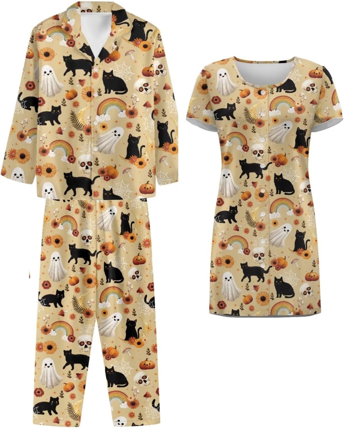 Matching Pajamas for Couples Comfortable Men And Women Matching Outfits Casual Lightweight Button Down Nightgowns