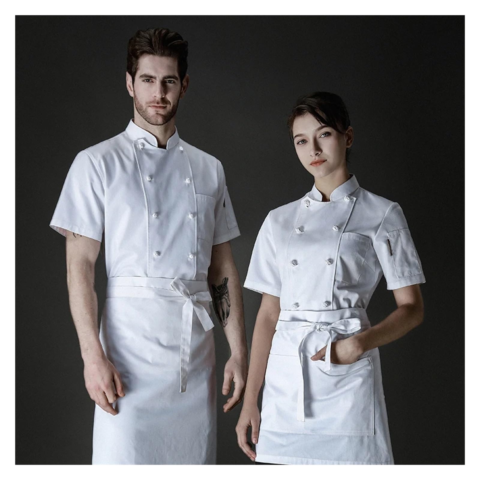 Giacca da cuoco estiva, giacca doppiopetto, abbigliamento lavoro for hotel, ristoranti, panetterie, uomini, uniforme professionale, camicia bianca per Cucine, Ristoranti, Hotel