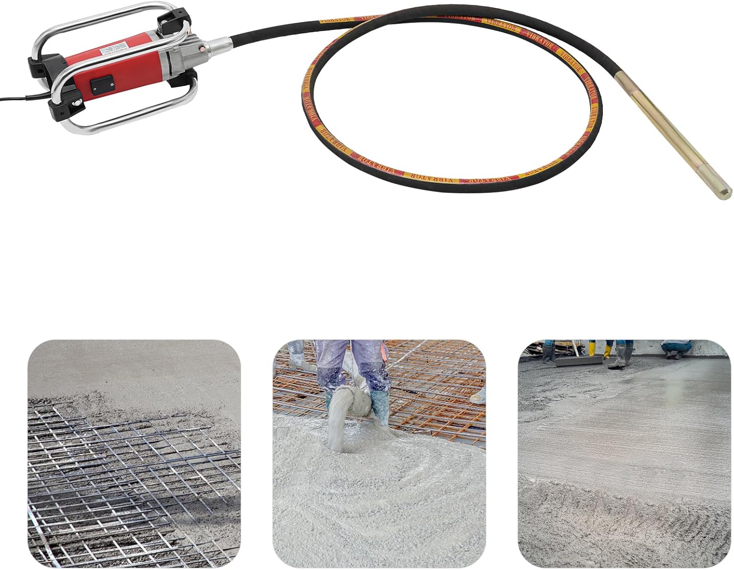 Electric Concrete Vibrator, 2000W 4300rpm Handheld Insertion Concrete Vibrating Tool with 13FT Vibrating Shaft, Portable Pencil Cement Vibrarator for Industrial Concrete Construction