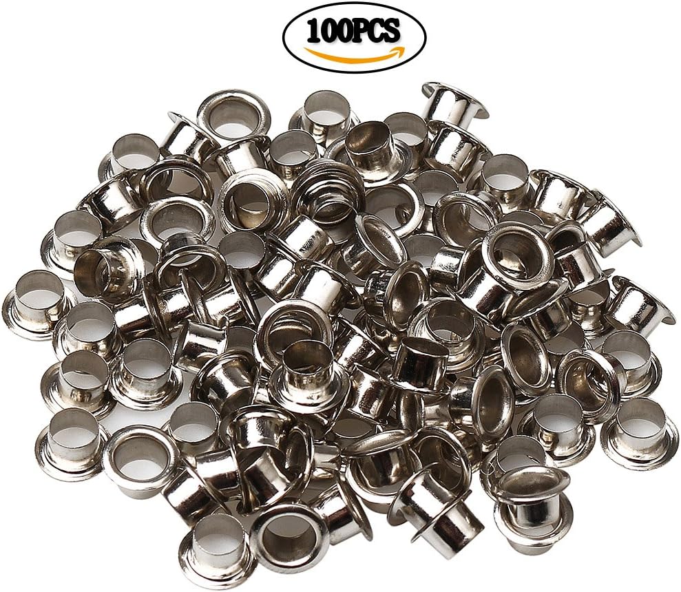 Pengxiaomei 1/4" Grommet Eyelet Setting Plier with 100 PCS Silver and 100 PCS Gold Eyelets Grommets, Grommet Tool Kit for Leather/Clothes/Shoes/Fabric/Belts etc.