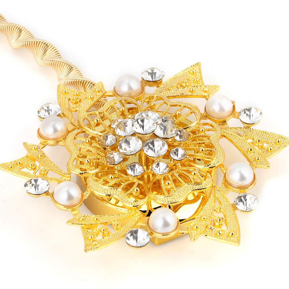 Magnetic Curtain Tieback Holdback, Beautiful Spring Magnetic Curtain Tiebacks, Rhinestone Curtain Buckle Clips Curtain Clips Buckle Holder Window Decoration(Gold)
