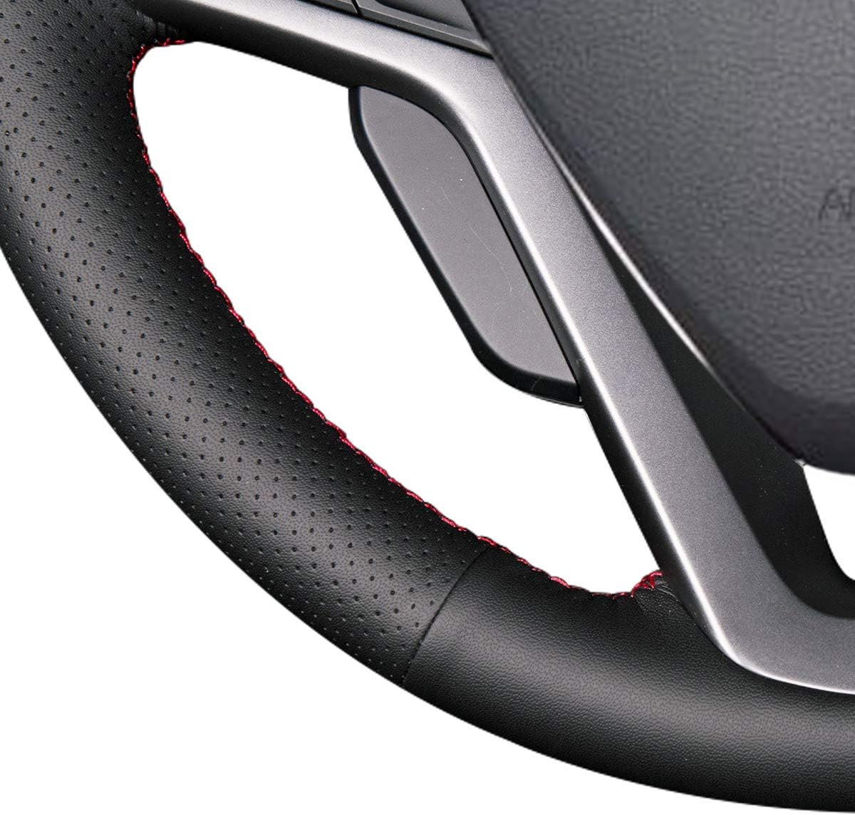 MEWANTGenuine Leather Car Steering Wheel Covers Wrap for Hyundai Veloster