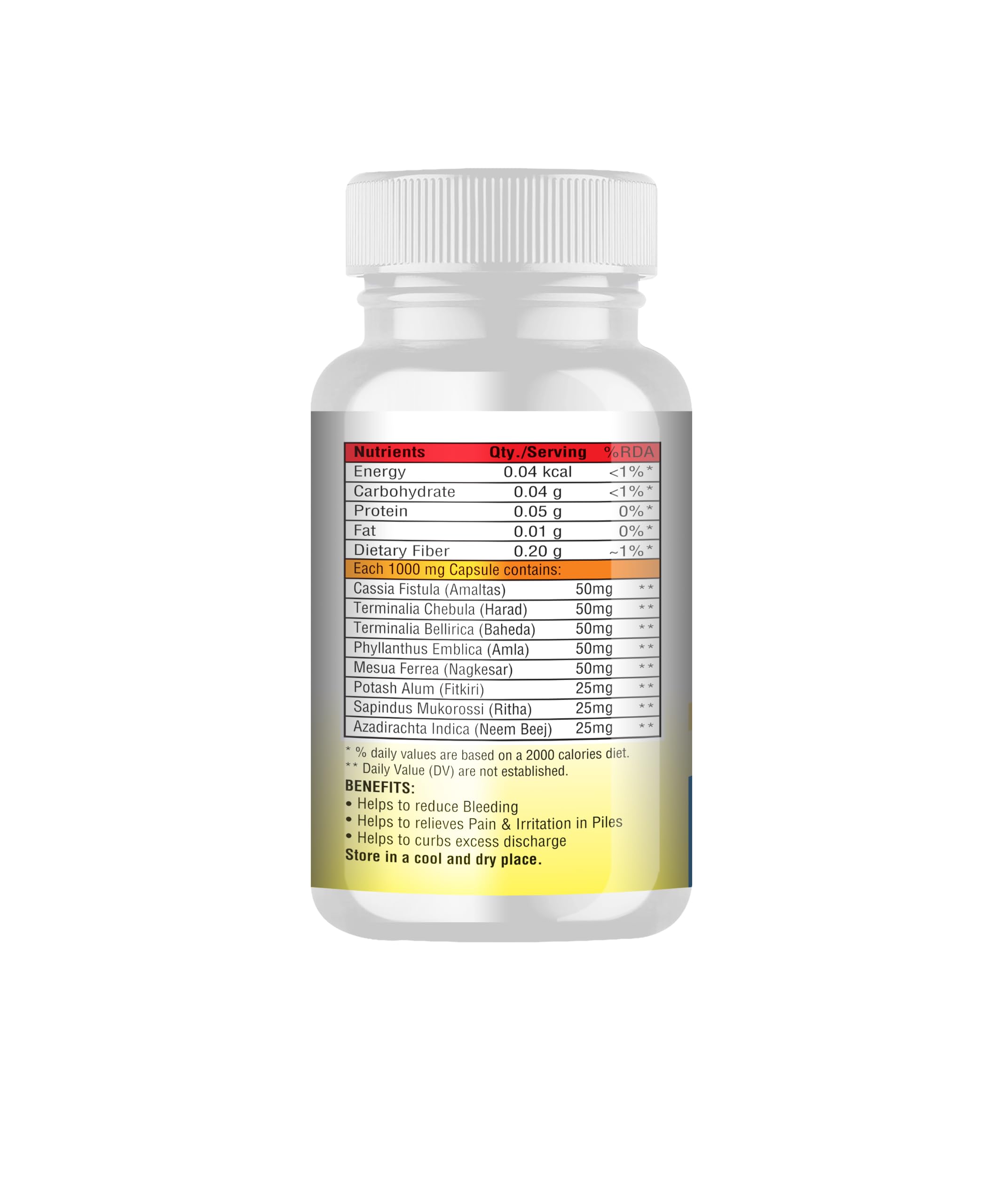 Dr Vitasta Piles Formula Capsules | Reduces Bleeding, Lumps & Pain | Amaltas, Triphala, Nagkesar, Ritha | 50 Capsules — Amazon image 2