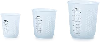 OXO Good Grips 3-Piece Silicone Squeeze & Pour Measuring Cup Set - Microwave Safe, Heat-Resistant