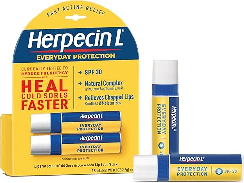 Herpecin L - Bálsamo labial en barra con SPF30 y lisina; protege y trata el herpes labial y ampollas de fiebre, labios agrietados, 0.1 onzas,