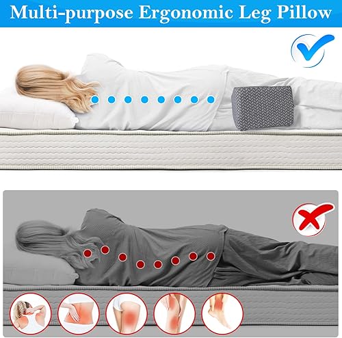 Miniatura 4 de BlissTrends Almohada de rodilla de espuma viscoelástica, almohada de rodilla para dormir de lado, almohadas de piernas para dormir circulación