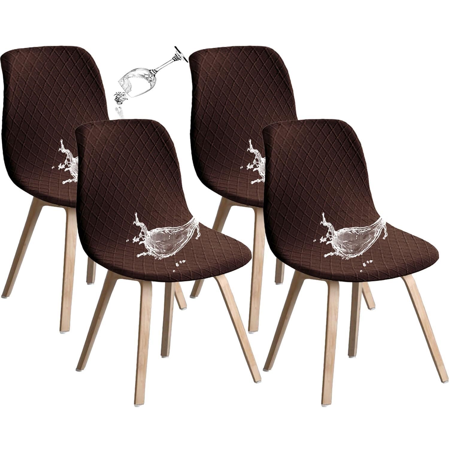 PBTMCD Dining Chair Covers, Stretch For Room Slipcovers Protectors, For,Suitable For Restaurants(Coffee,4pc)