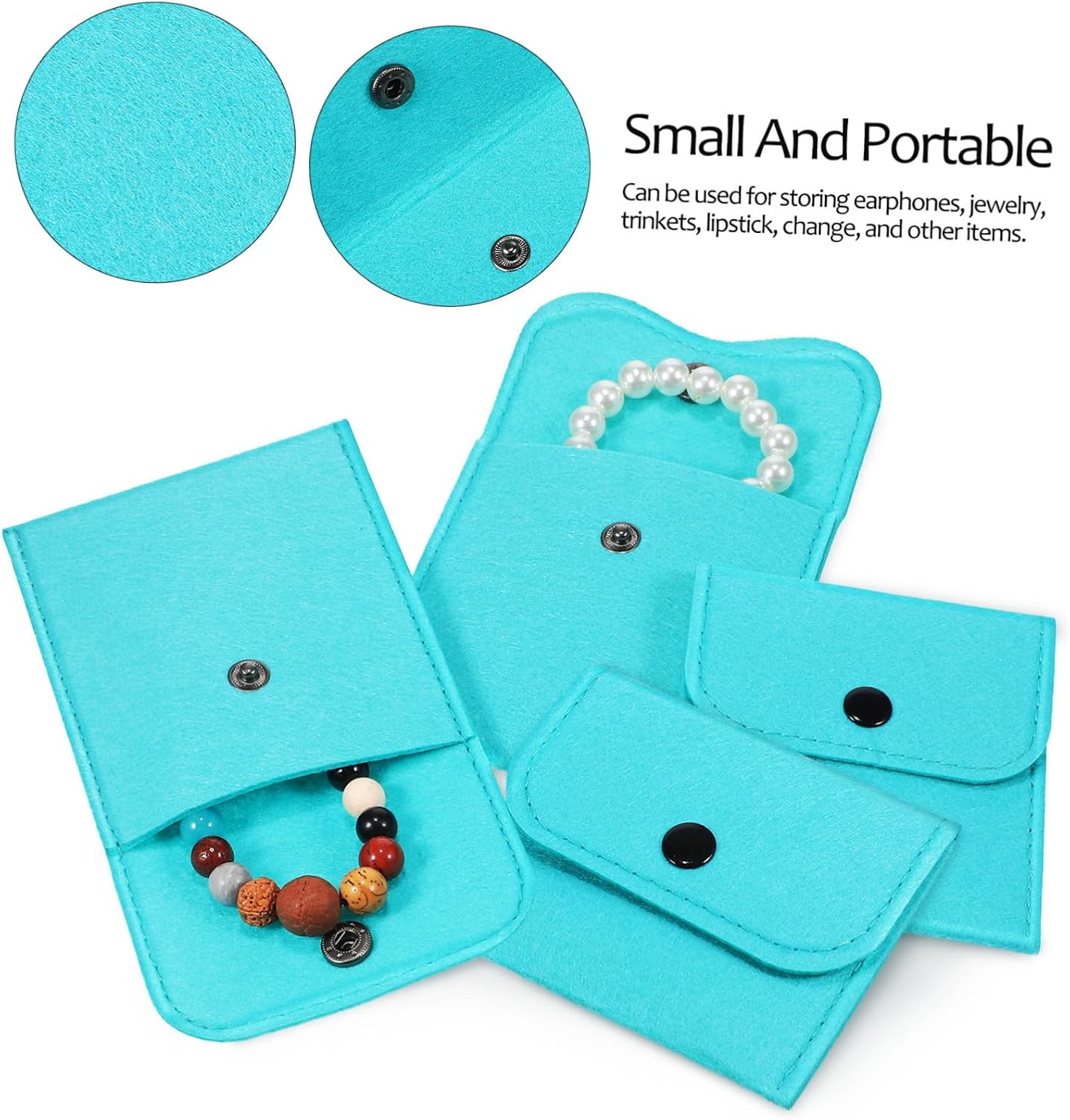 12 Pcs Felt Jewelry Pouches with Snap Button for Pendants image 5
