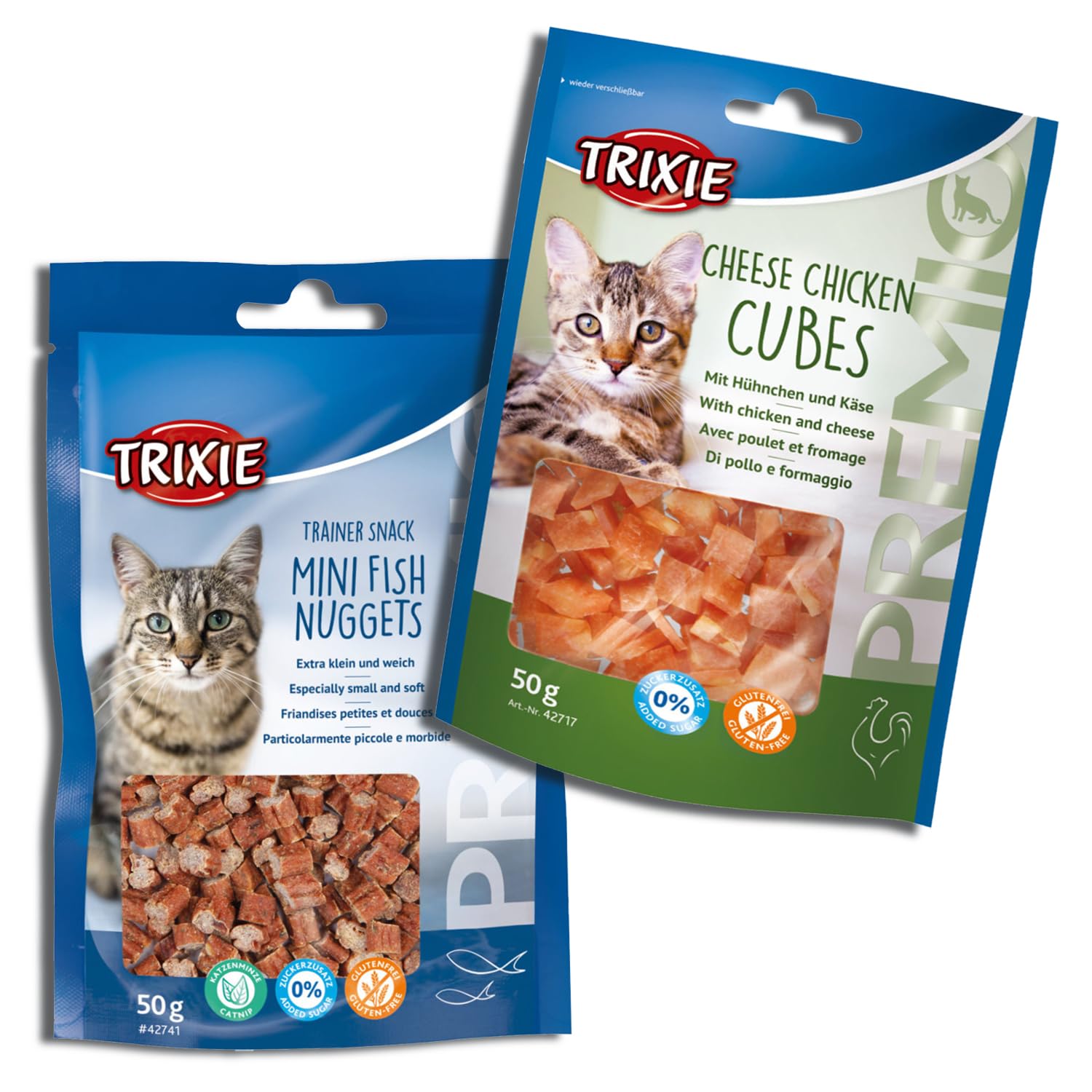 Trixie Cat Treat Combo of Premio Mini Fish Nuggets and Cheese Chicken Cubes, Nutrient Rich Training Snacks for Cats, Suitable for All Breeds – (Pack of 2) (B0CZDW88L1) Amazon Price History, Amazon Price Tracker