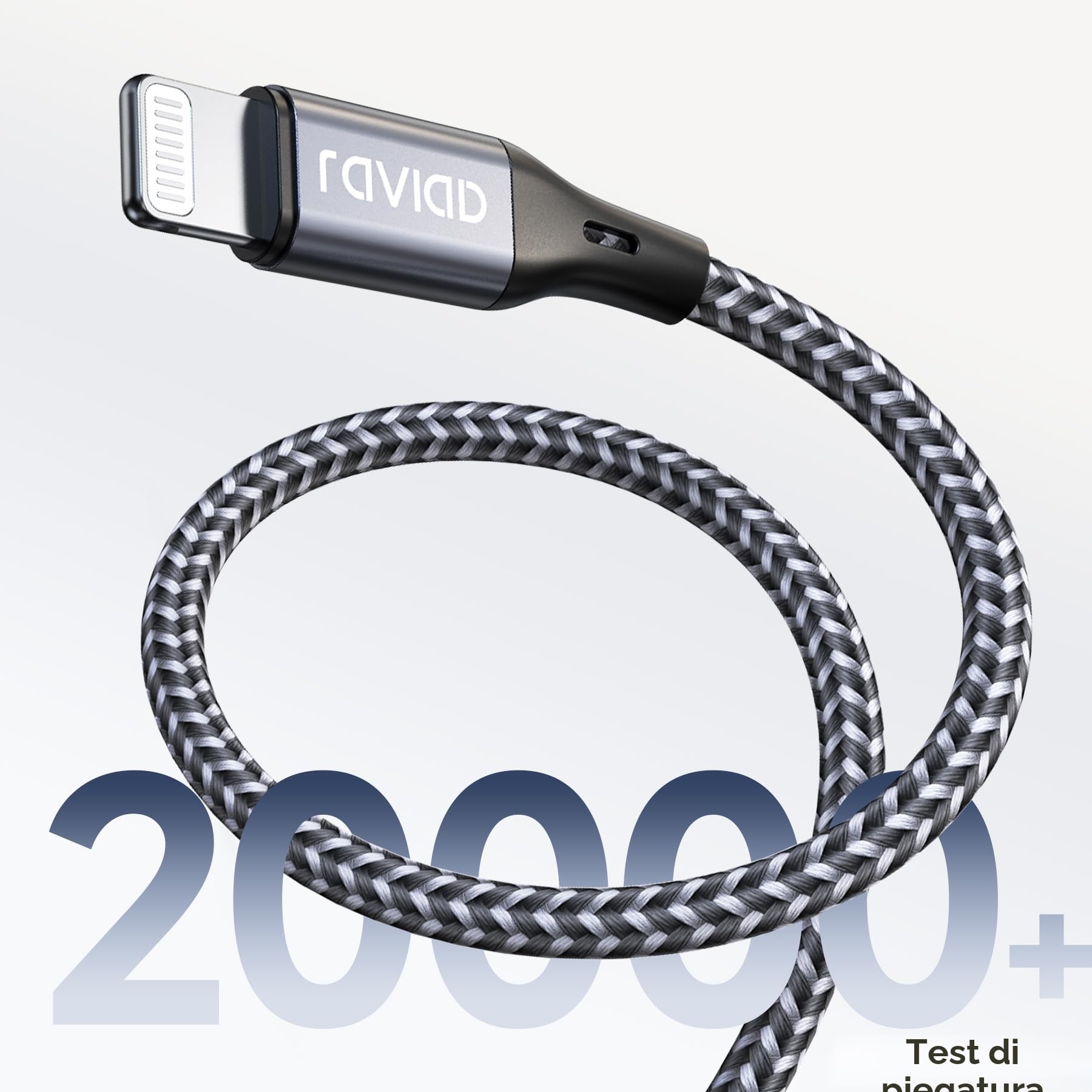 RAVIAD Cavo iPhone 1.2M MFi Caricatore Ricarica Rapida Nylon Lightning USB per iPhone 14/13/12/11/Pro/Pro Max/X/XS/XR/8/7/6s/6