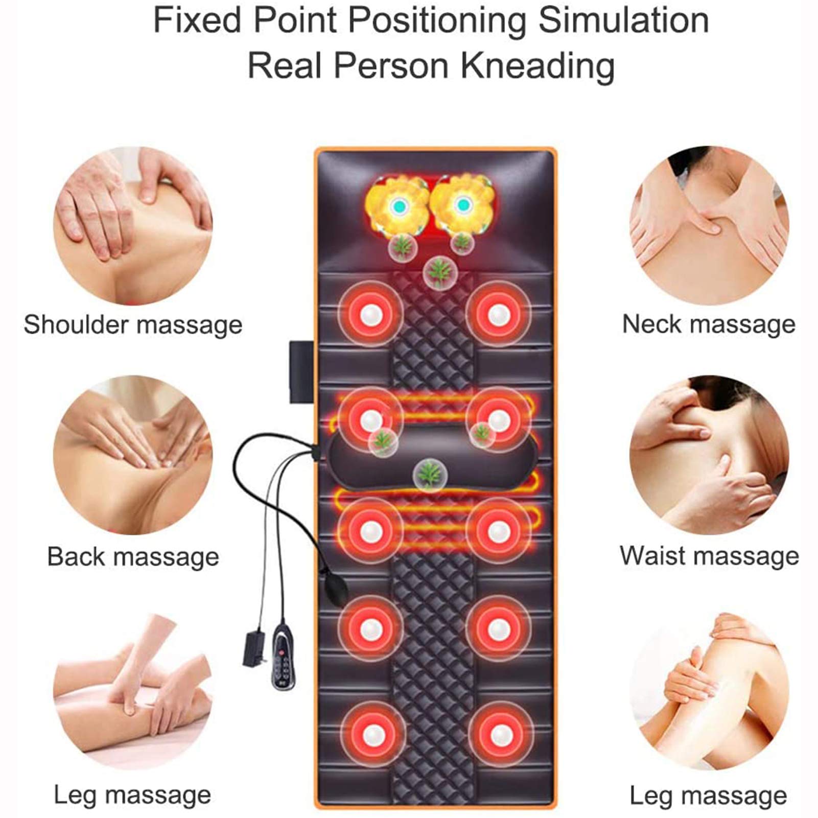 Colchonetas de masaje corporal con 20 cabezales de masaje Shiatsu para cuello, colchón de masaje corporal completo, cojín para aliviar el dolor de espalda, lumbares, piernas, cuello y hombros.