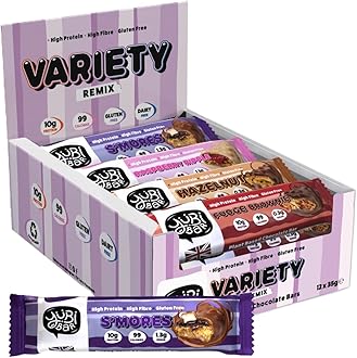 Yubi Mix Variety Box 12 Pack - Protein Bars - 99 Calories, High Protein, High Fibre, Low Sugar, Gluten Free and Dairy Free - Healthy Snacks/Nutrition Bar - Chocolate Bars - 420g