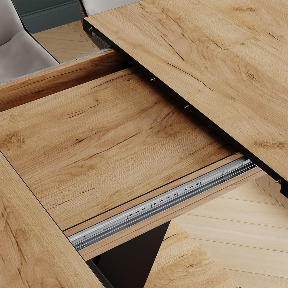 Vicco tavolo da pranzo allungabile Fenaro, Nero/Rovere, 120-160 x 80 cm