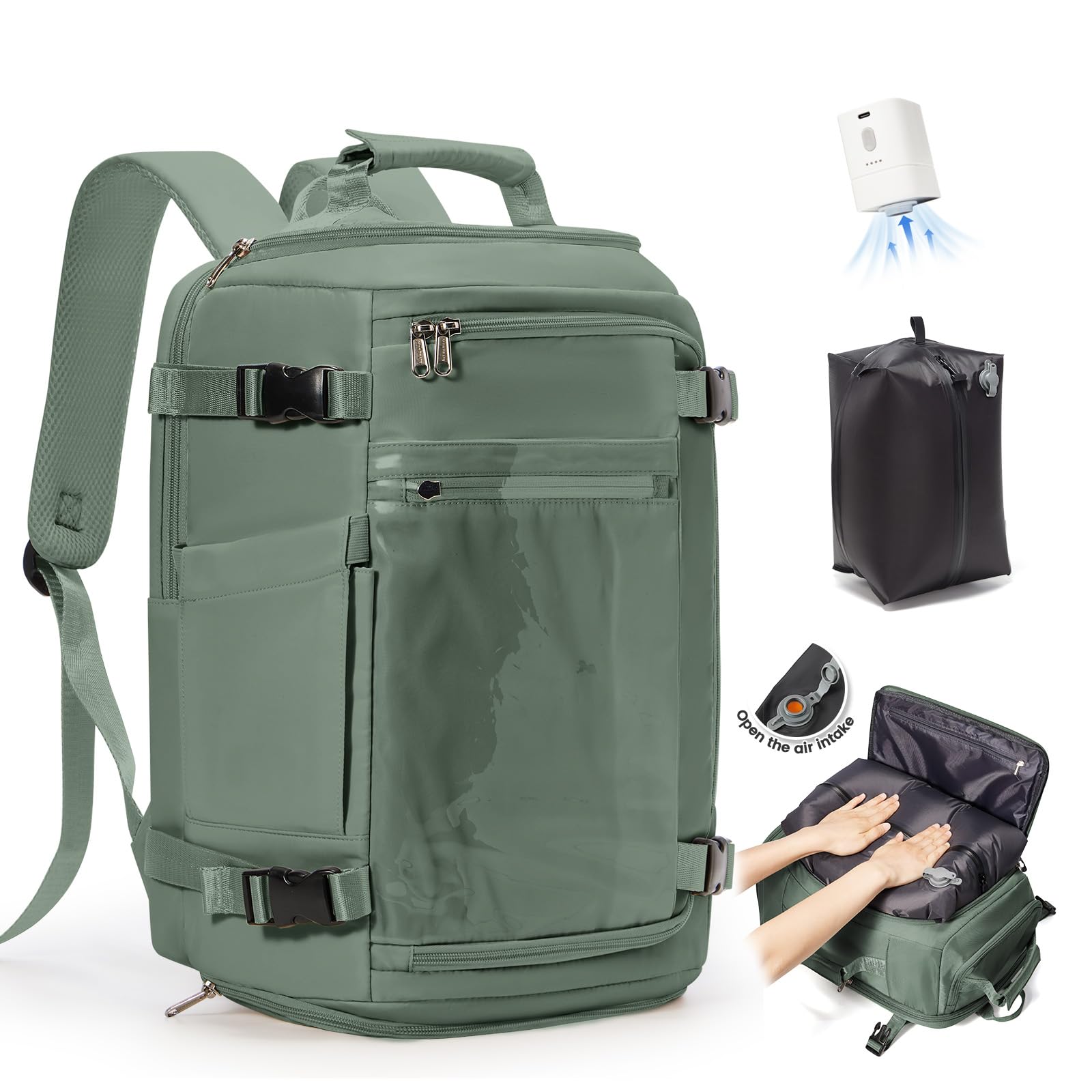 SZLX Mochila al Vacío con Bomba Equipaje de Mano 40x30x20 Ryanair Vueling Wizzair Mochila Viaje Cabina Avion 40x20x25 Mujer Maletas de Viaje Cabina 45x36x20 Easyjet Mochila Portatil con USB Hombre