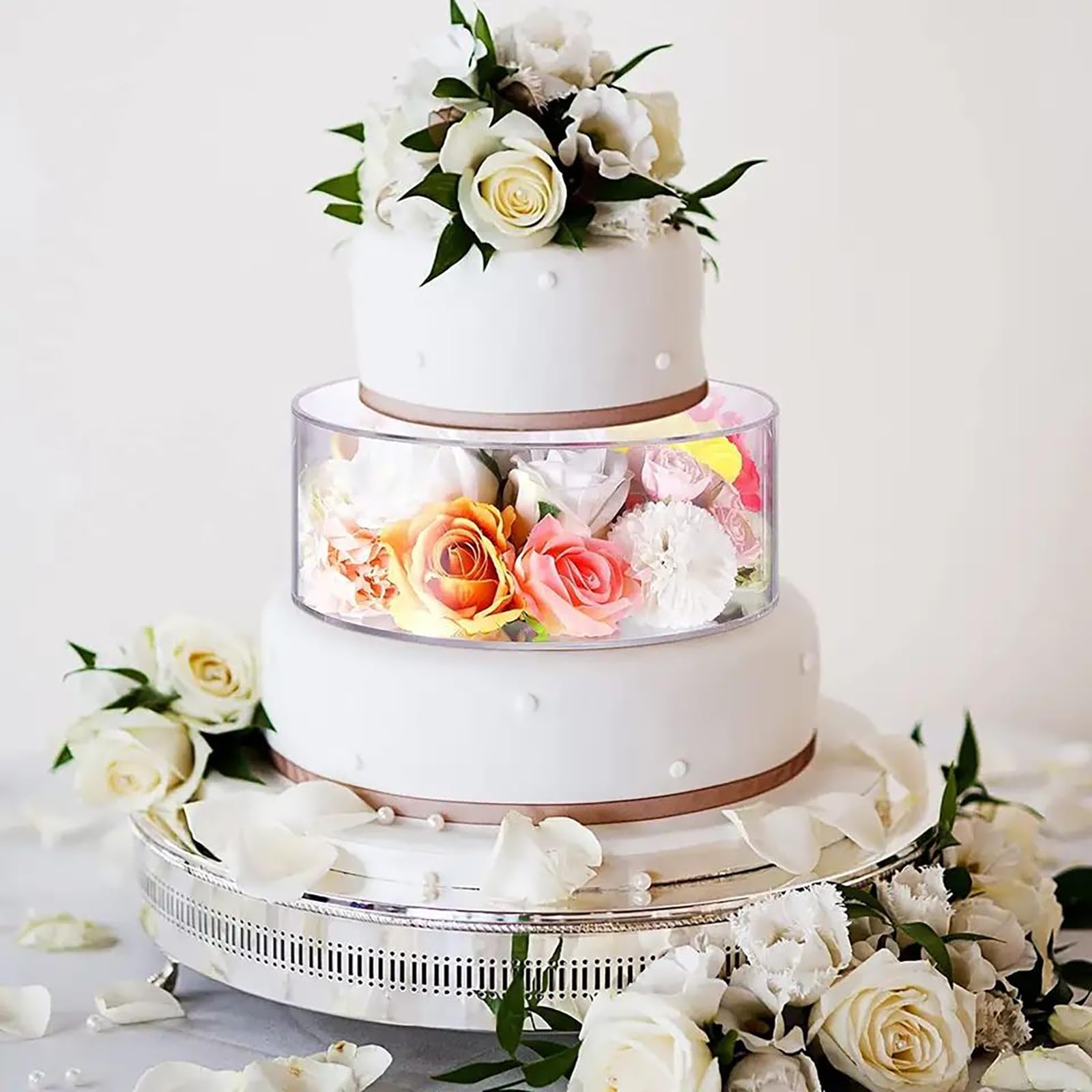 NEWFUN Presentoir Gateau,Présentoir à Gâteaux Transparent en Acrylique Remplissable, Pièce Maîtresse pour Les Fêtes d'anniversaire, 2 Présentoirs à Gâteaux Transparents Remplissables