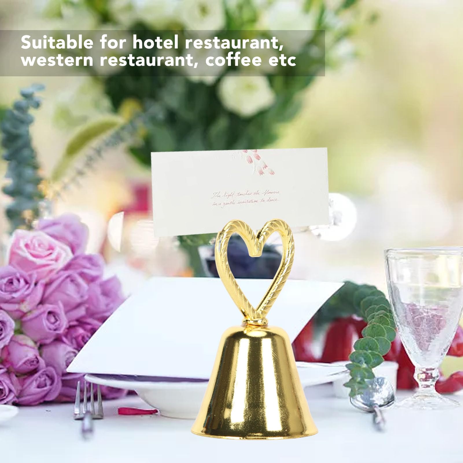 lvifloae 10pcs Table Number Holders European Style Innovative Bell Shaped Place Card Holders for Event Wedding Restaurants Gold Wedding Table Number Holder Sign Holders For Table (Stainless steel)
